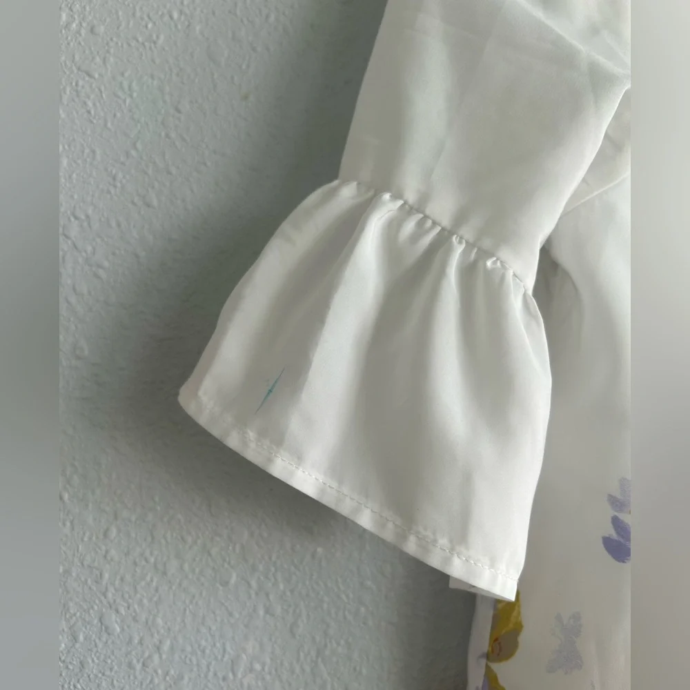 Janie And Jack Floral White Dress with Ruffled Sleeves - Picture 3 of 3